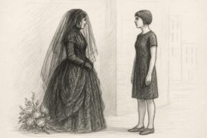 1926年以前、黒が喪の色でしかなかった時代の身体観を理解させ、そこにChanelの簡素な黒ドレスが投じられた違和感を象徴する