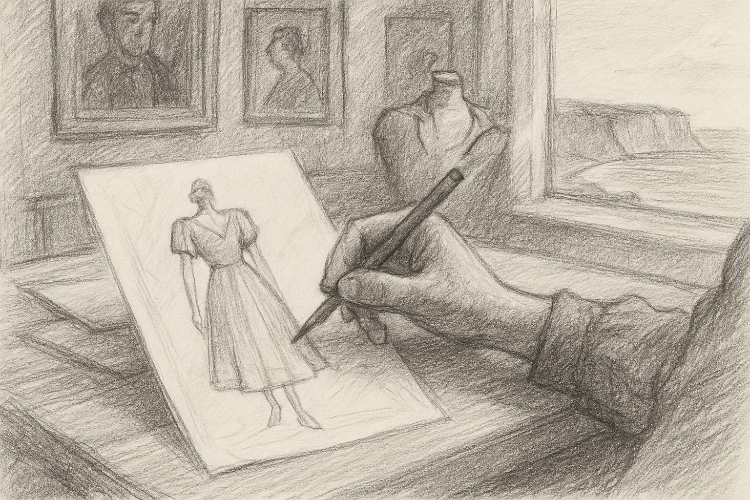 妹が収容所にいた時期、兄が占領下パリで服を描き続けていた対比と、遅咲きの創造者の来歴を理解させる
