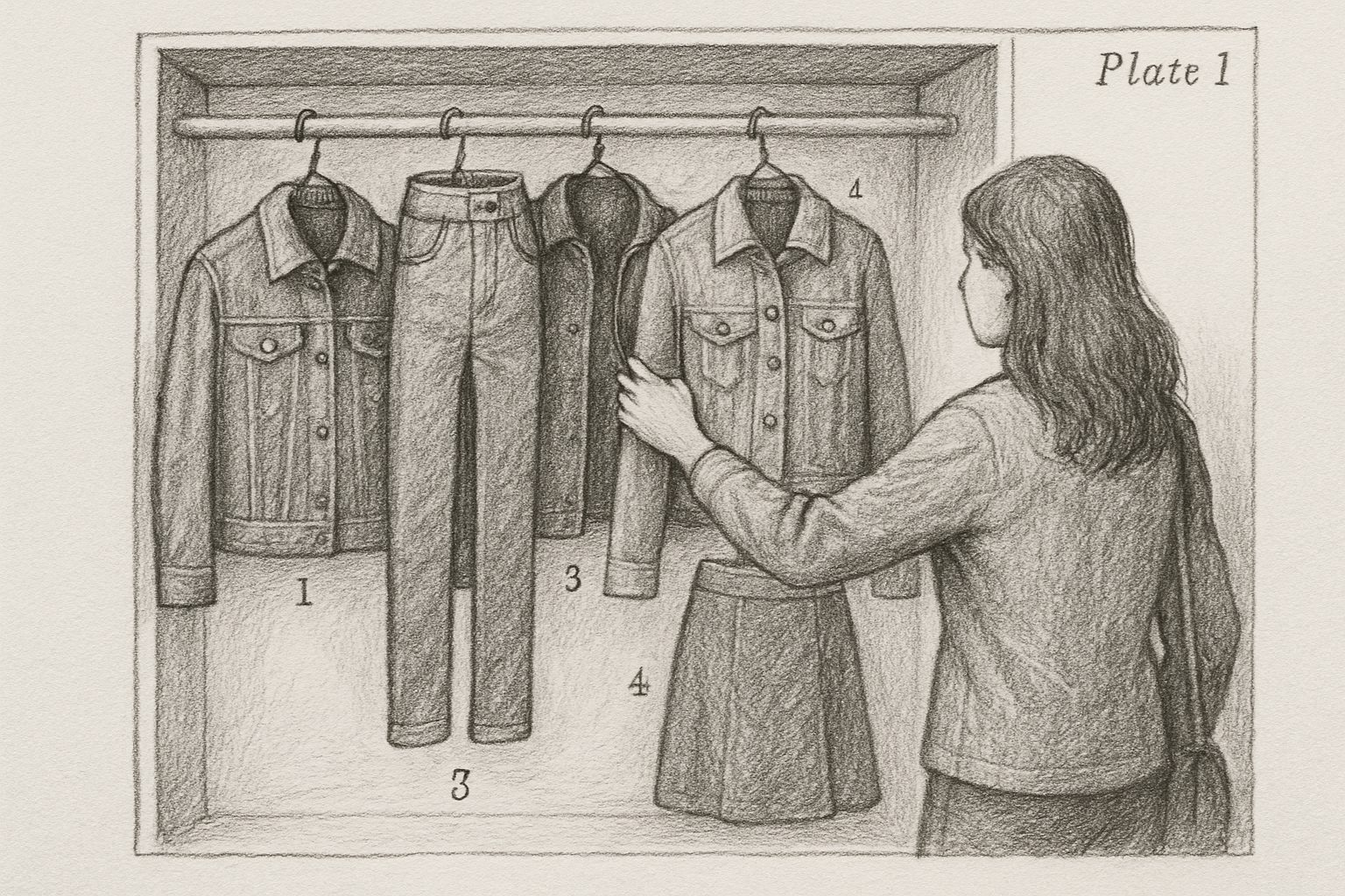 素材がデニムに変わっても、着る人の生活から服を考える視線の向きが一貫していることを理解させる