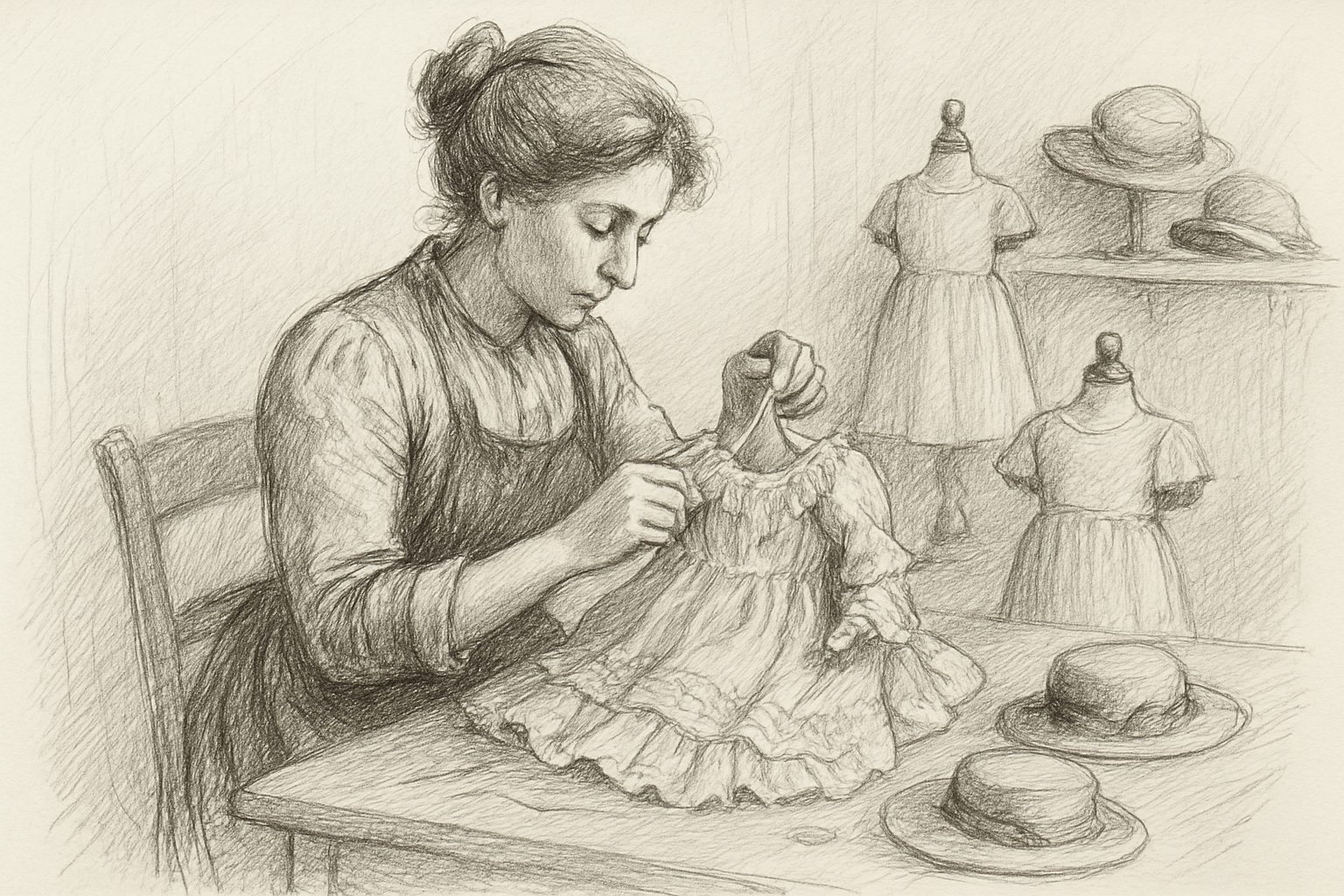 娘のために服を仕立てる私的な衝動が子ども服という未踏の産業を生んだ経緯を理解させる