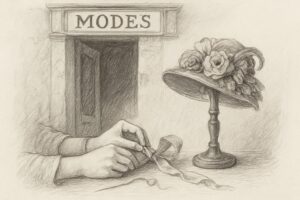 女性が装いの世界に参入できる唯一の入口が帽子であったという当時の構造的制約を理解させる