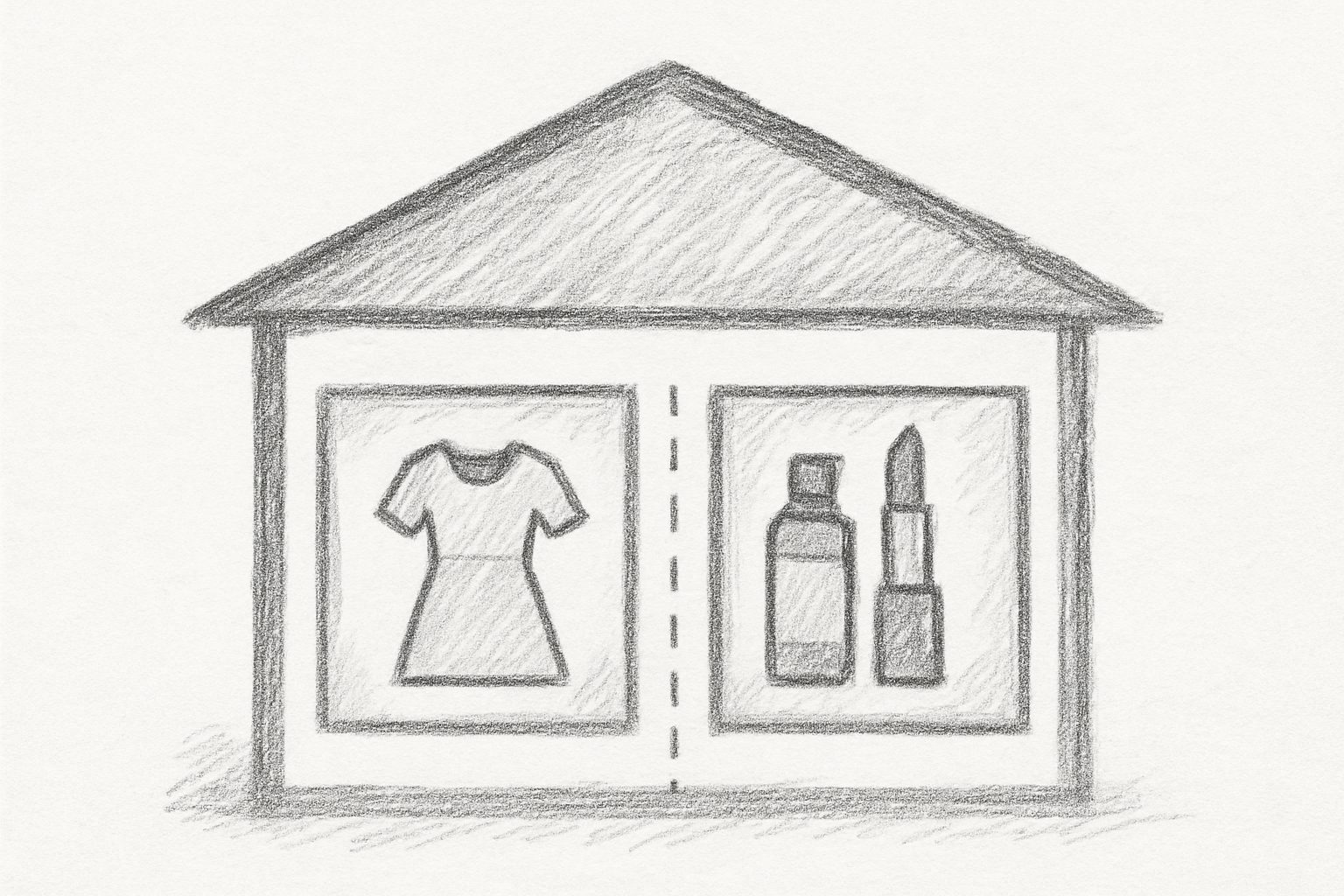 同じ屋根の下で服と化粧品が法的に切り分けられ、後年の分割の下ごしらえが済んだことを理解させる