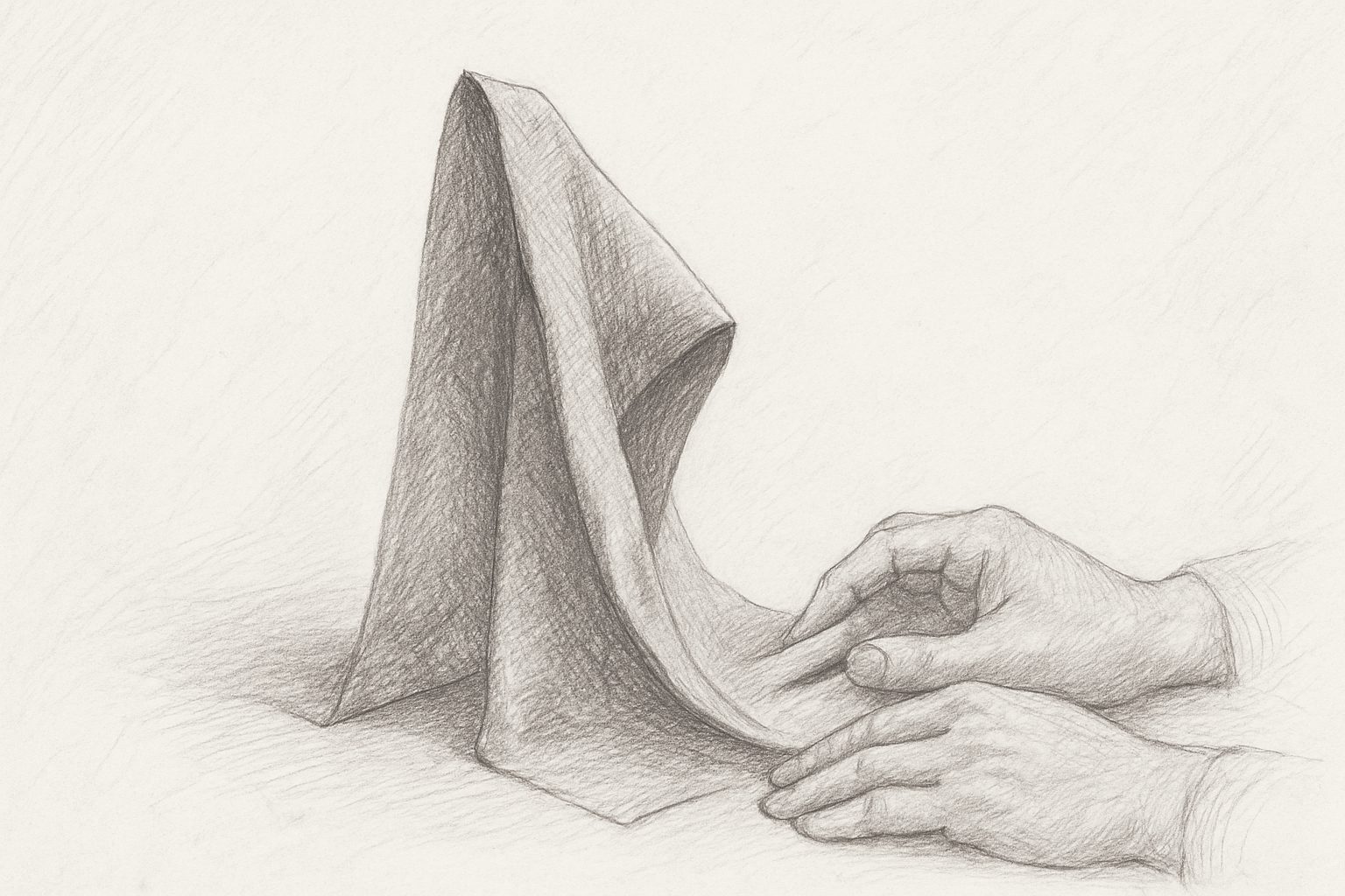 デザイン画からではなく生地そのものから制作を始める素材主導の思想を理解させる