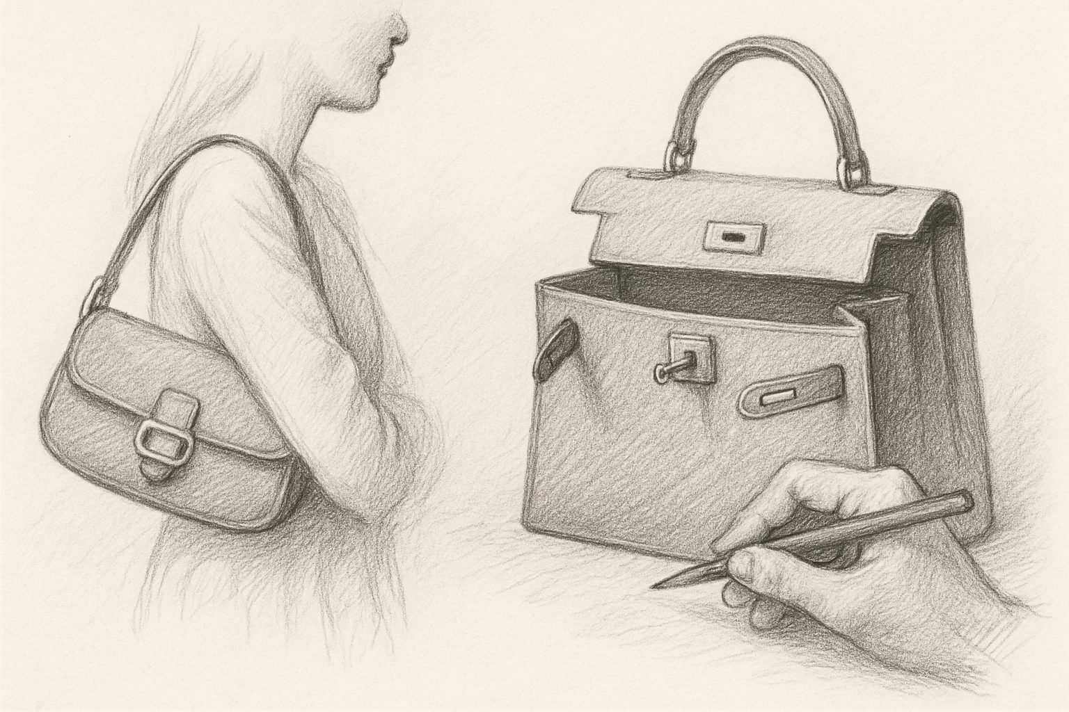 バゲットが生んだ『It bag』の系譜の上に、三代目シルヴィアが構造を物語にするピーカブーを置いた継承を理解させる