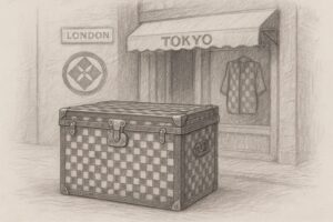 視覚言語の水源が日本にあったこと、そして借りた土地に店として戻った拡張の起源を理解させる