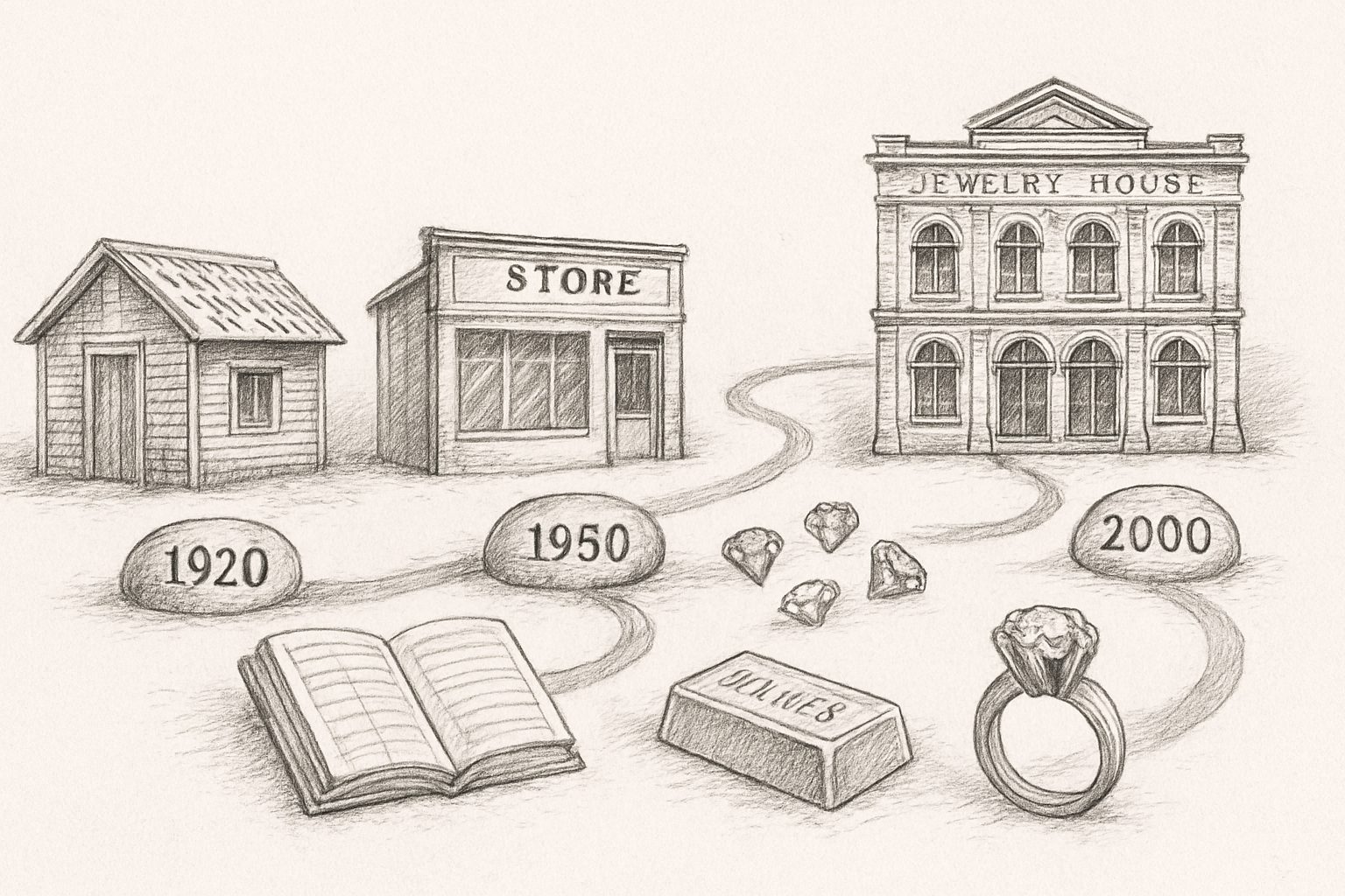 1812年の誕生から1902年の死去まで、雑貨店から基準を定める権威への歩みを年表的に把握させる