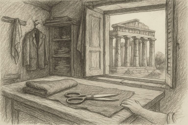 北方の中心から見れば周縁である南イタリアの仕立て屋の仕事場と古代遺跡という二つの原体験が、彼の過剰な装飾志向と古典への偏愛を育てたことを理解させる