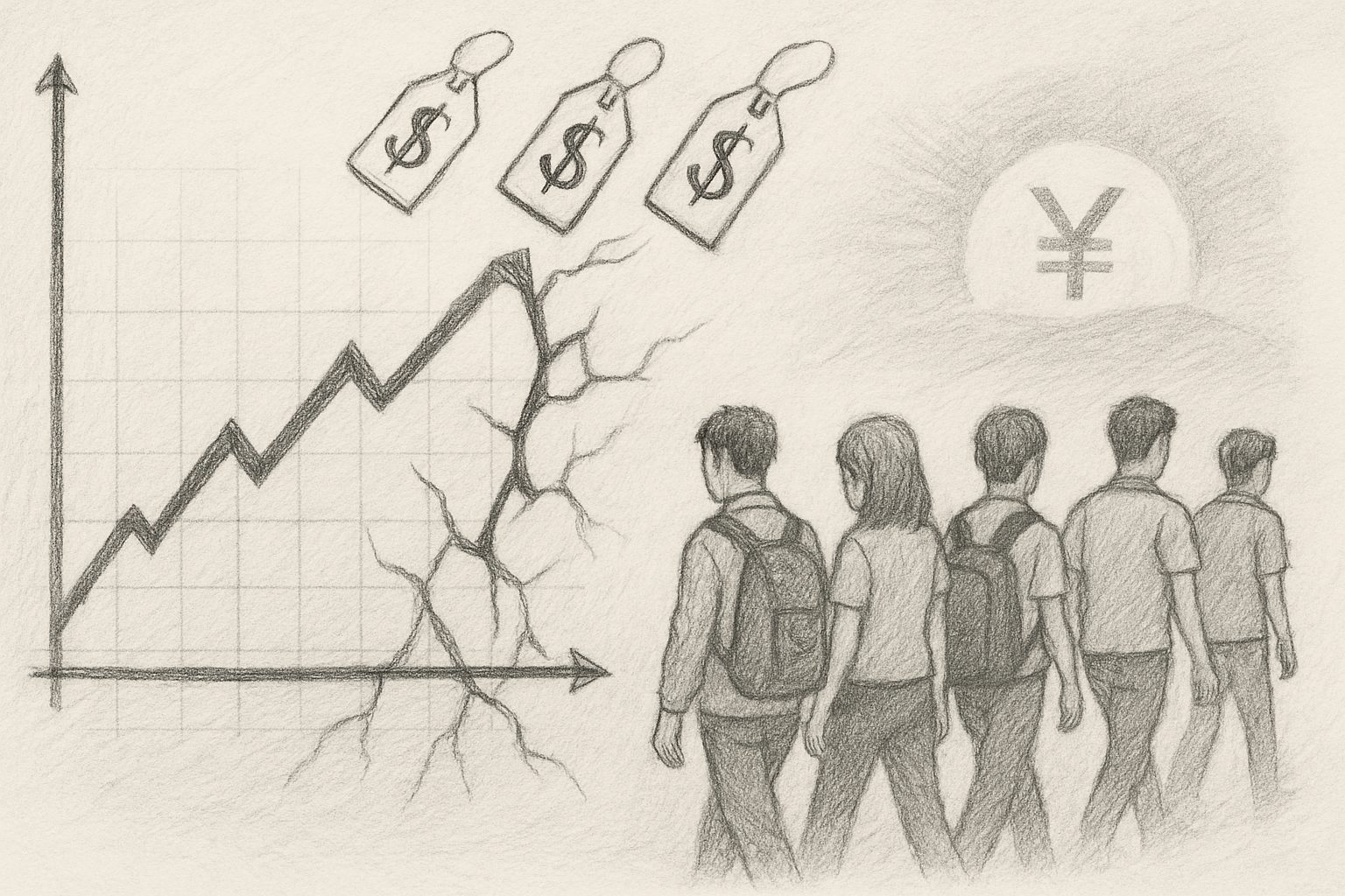 好調に見える市場から顧客（特にZ世代）が離れ、価格高騰と推計の不一致が起きている現状を理解させる