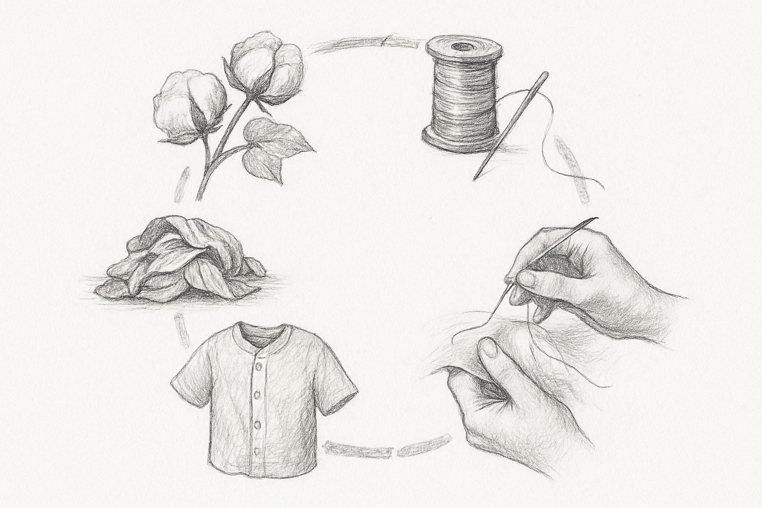 対象が完成品でなく『服の一生』全体であり、どこか一箇所が破綻すれば成立しないことを理解させる