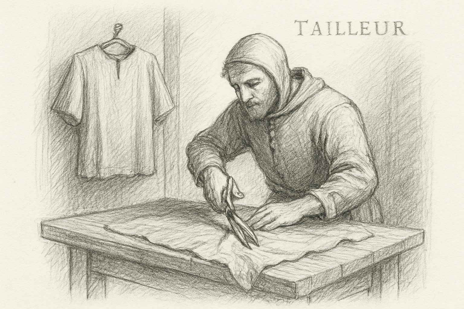 『裁つ(tailleur)』という発想が職業名の由来であり、中世にゆるやかに育ったことを示す